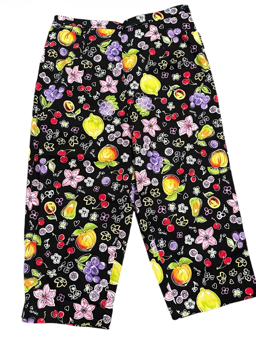 Briggs New York Black Fruit & Floral Print pants size 16 women’s